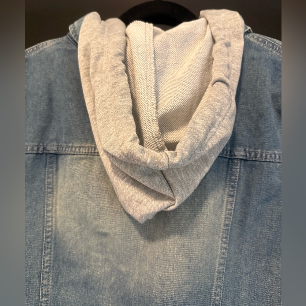 Denim and Gray Hoodie Jacket - Picture 4 of 5